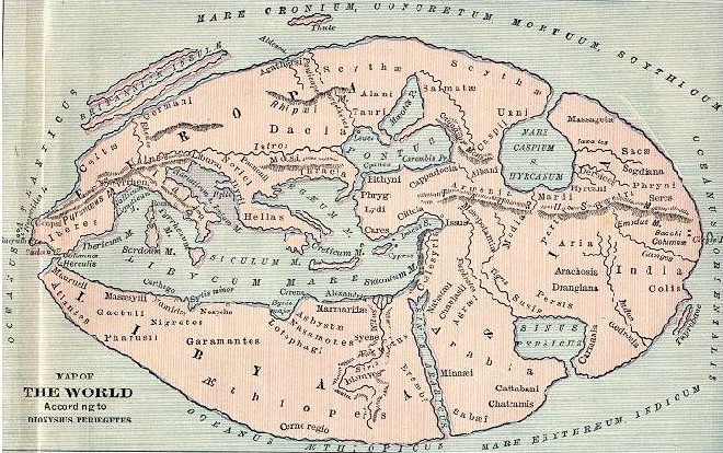 Map based on the descriptions of Dionysius c. 405 BCE