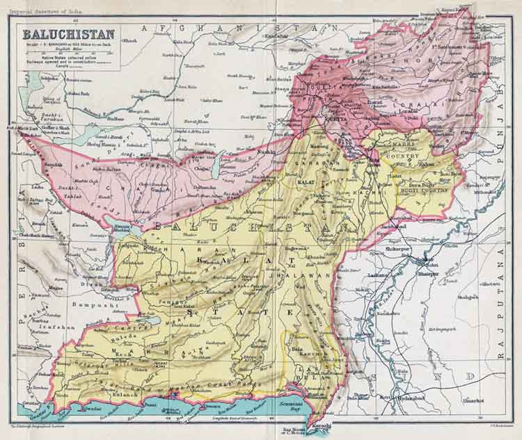Balochistan / Baluchistan Region 1900s. Click to see a larger map