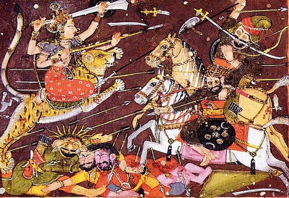 Battles between the devas and asuras. The cosmic wars between the deities were symbolic of the earthly wars between the two groups