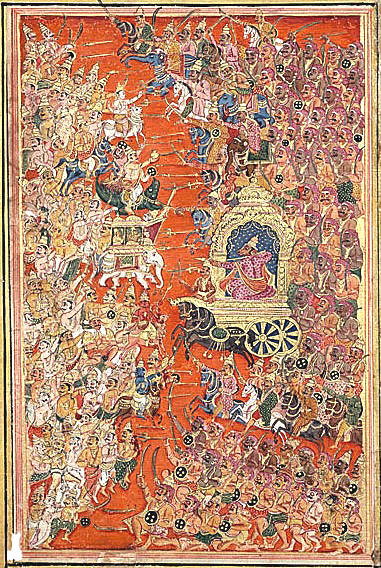 The Deva and Mahish-asura armies meet in battle